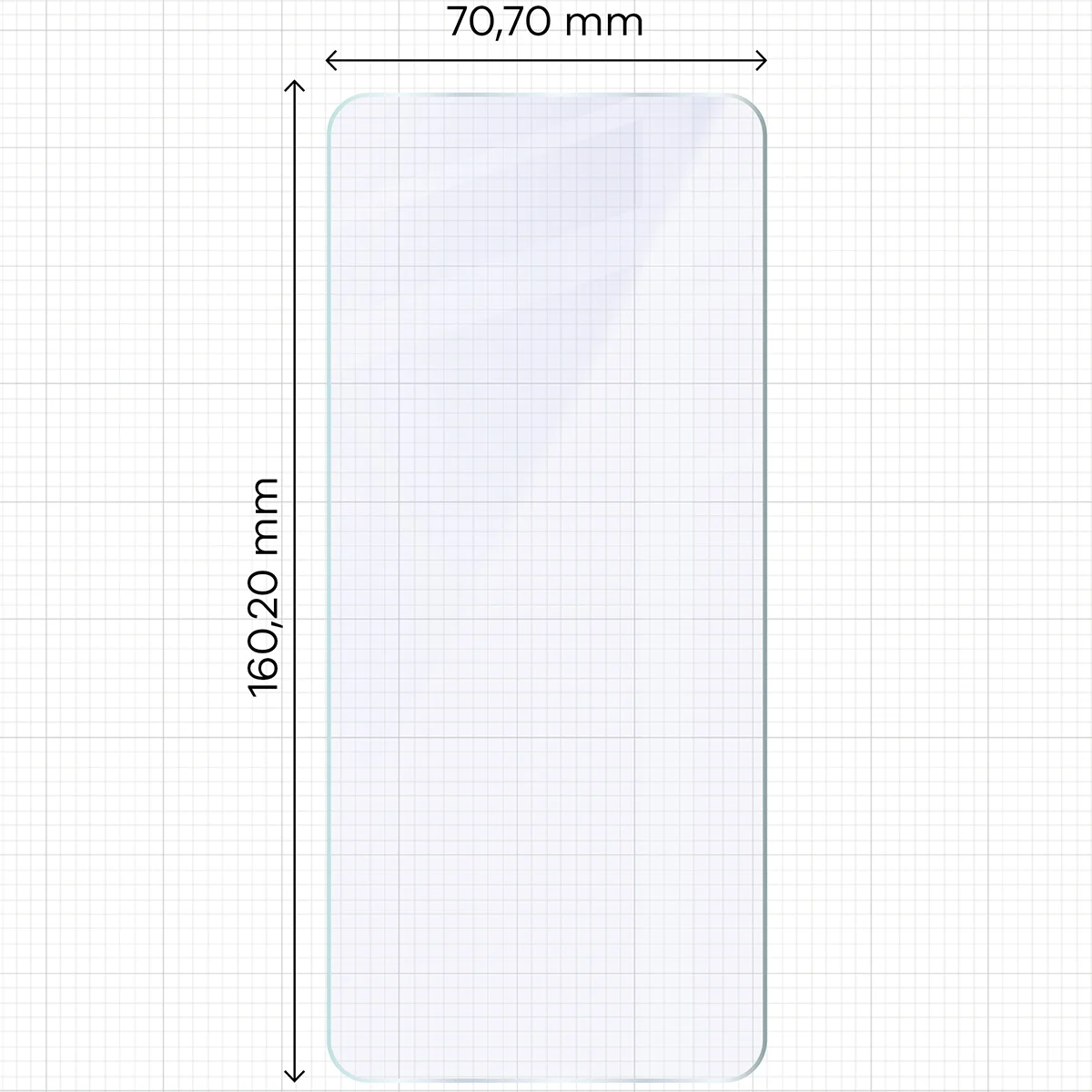 Miarka z wymiarami szkła hybrydowego Bizon Hybrid Mule do Motorola Moto G17